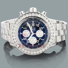 Mens Custom Breitling Super Avenger Diamond Watch 23.78ct