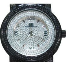 Mens Diamond Super Techno White Dial Watch I-5062A Round Cut 0.12ct