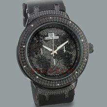 Mens Diamond World Map Watch by Super Techno 0.10ct