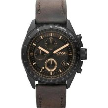 Men's Fossil Decker Black Stainless Steel Case Chronograph Black Dial