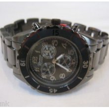 Men's Geneva Chronograph Watch, Pewter Tone Band