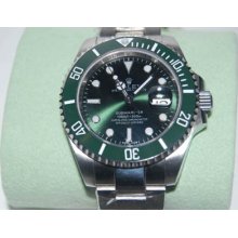 Men's Green Dial Green Ceramic Bezel Stainless Steel Watch