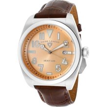 Men's Heritage Rose Gold Tone Dial Brown Genuine Leather ...