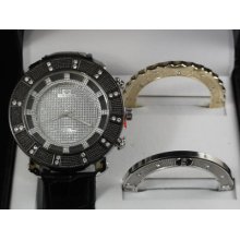 Mens Ice Time Cz's Wrist Watch + 3 Free Cz Bezel