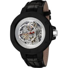 Men's Icon 8 Automatic Skeletonized See Thru Silver Dial Black Ge ...