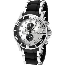 Men's Invicta II Chronograph Silver Dial Stainless Steel & Black Polyurethane