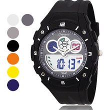 Men's Multi-Functional PU Analog Digital - Automatic And Quartz Casual Watch (Assorted Color)