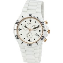 Mens Quartz Chronograph White Ceramic Wrist Watch Mzkanawrg