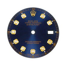 Mens Rolex Datejust Aftermarket Diamond Dial, Blue, Yellow Gold