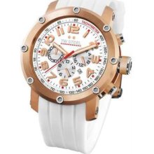 Men's Rose Gold Tone Stainless Steel Case White Dial White Rubber