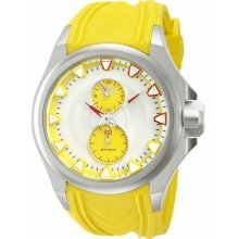 Men's S1 Rally Stainless Steel Case Yellow Rubber Bracelet Silver Tone Dial