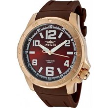 Men's Specialty Rose Gold Tone Stainless Steel Case Quartz Rubber Stra