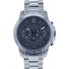 Men's Stainless Steel Case and Bracelet Chronograph Gray Dial Date Dis