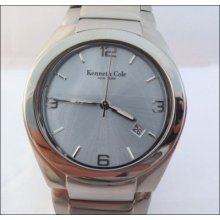 Mens Stainless Steel Kenneth Cole York Reaction Silver Face Gents Watch