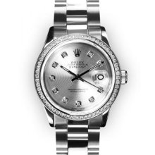 Mens Stainless Steel Oyster Silver Concentric Dial Rolex Datejust