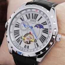 Mens Tourbillon Watch Moonphase 2 Dials Automatic Hq Wrist Band