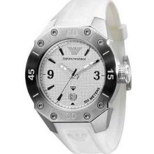 Men's white emporio armani date display watch ar0662