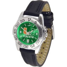 Miami Hurricanes NCAA AnoChrome Sport Ladies Watch (Leather Band