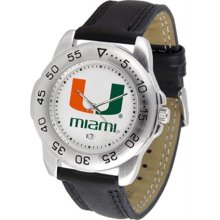 Miami Hurricanes UM Mens Leather Sports Watch