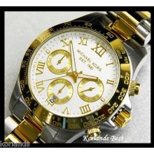 Michael Kors 2 Tone Chronograph Gold Silver Women's Watch Mk5455