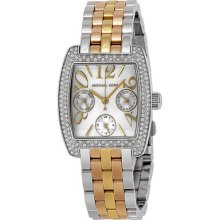 Michael Kors Emma Silver Dial Tri-tone Stainless Steel Ladies Watch Mk5681