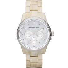 Michael Kors Mid Size Show Stopper Chronograph Watch Mk5625 $225 Alabaster