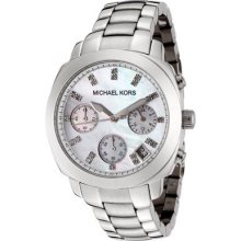 Michael Kors Mk5092 Women's Silver Tone Stainless Steel Mop Dial Chrono Watch