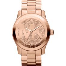 Michael Kors 'Runway' Logo Dial Bracelet Watch, 45mm Rosegold