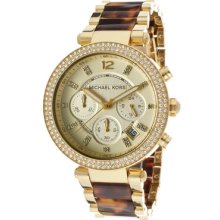 Michael Kors Watch Mk5688 Women's Chronograph Gold Tone Dial Gold Tone