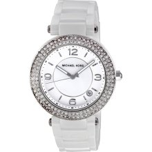 Michael Kors White Ceramic Crystal Bezel Ladies Watch MK5308