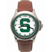 Michigan State Spartans Mens Rookie Leather Watch