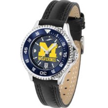 Michigan Wolverines UM Womens Leather Anochrome Watch