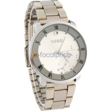 MIKE 9054 Men's Round Dial Alloy Analog Watch (White)