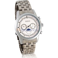 MIKE Couple Watch Men's Analog Watch with Stainless Steel Strap (Silver)