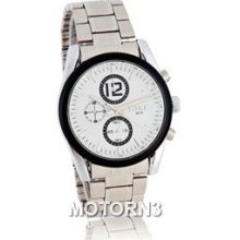 Mike Exquisite Stainless Steel Strap Analog Watch (White)