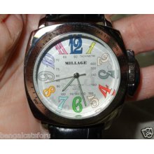 Millage Large Watch W/ Arabic Numbers Each Number Diff. Color Mint