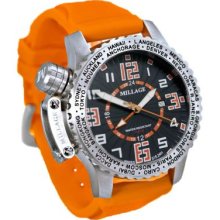 Millage Moscow Men's Swiss Made Quartz GMT Orange Silicone Strap Watch