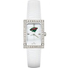 Minnesota Wild Ladies Allure Watch White Leather Strap LogoArt