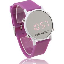 Mirror Face Silicone Band Wrist LED Watch(Purple)