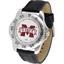 Mississippi State Bulldogs Mens Leather Sports Watch