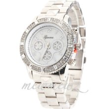 Mk Style Geneva Crystal Bezel Chronograph Watch