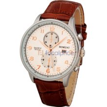 Moment 8010 Menâ€™s Water Resistant Analog Watch with Faux Leather Strap (Brown)