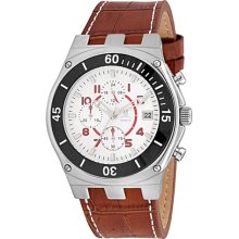 Momentus Stainless Steel with Brown Leather Band & White Dial Chr ...