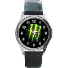 Monster Energy Unisex Silver-Tone Round Metal Watch 04