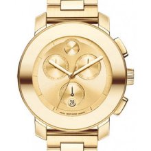 Movado Bold Chronograph Large Gold Tone Stainless Steel Unisex Watch 3600076