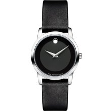 Movado 'Museum' Small Leather Strap Watch