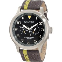 Nautica Men's Bfd 103 N13608G Grey Nylon Analog Quartz Watch with Black Dial