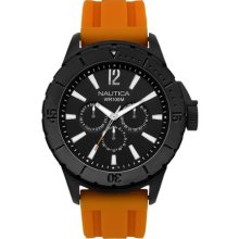 Nautica Nsr 05 Multifunction Black Dial With Orange Resin Strap Watch - A17595g