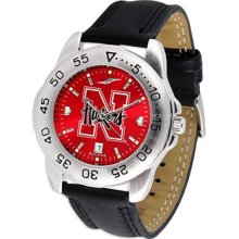 Nebraska Cornhuskers Men's Leather Band Sports Watch