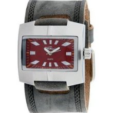 Nemesis Men's Classic Burgundy Leather Cuff Band Quartz